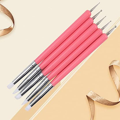 4PCS Double-Ended Metal Ceramic Clay Ball Stylus Dotting Tools and 5PCS 2 Way Silicone Polymer and Embossing Paper Flower Indentation Tool for Drawing - Image 4
