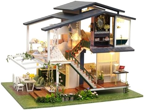 Miniature House Kit, DIY Miniature Dollhouse Kits for Adults to Build to Live in, Garden Shed Miniatures,Wooden Adults Craft Kits, Mini Model Kits with LED, Birthday for Teens by Unknown