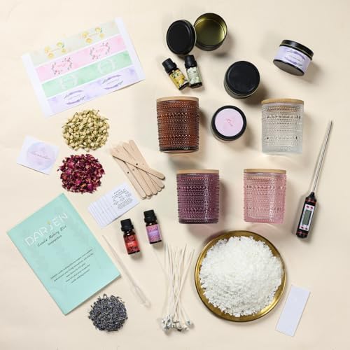 DARJEN Candle Making Kit for Adult, 4 Jars & 4 Tins Soy Wax Scented DIY Set - Image 3