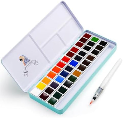 MeiLiang Watercolor Paint Set, 36 Vivid Colors in Pocket Box with Metal Ring and Watercolor Brush, Perfect for Students, Beginners and More by LightwishArtSupplies