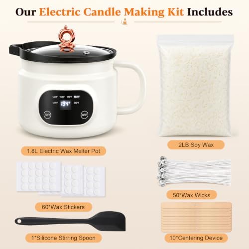 Candle Making Kit with 1.8L Electric Wax Melter 2LB Soy Wax, DIY Candle Kit - Image 2