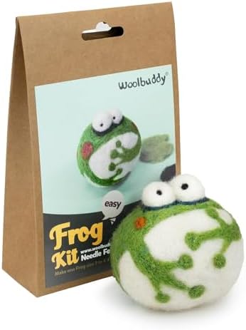 Woolbuddy Needle Felting Kit (Frog) for Beginner Adults, Starter Set with Wool, Felting Needles & Instructions by Woolbuddy