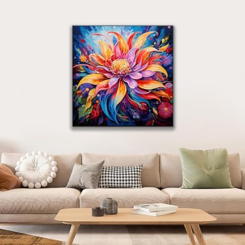 JUJUHOOD Abstract Flower Framed Paint by Numbers Kit for Adults Beginner & Kids Ages 8-12, Watercolor Paint by Number Without Easel, Acylic Paint by Numbers for Gift Home Wall Decor (10x10Inch) - Image 2
