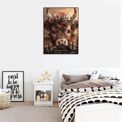 VIGEGU Highland Cattle Paint by Numbers Kit for Adults Beginner,Easy Adult Paint by Number Kits on Canvas DIY Painting for Beginners Art by Numbers for Home Wall Decor 16x20 Inch - Image 3