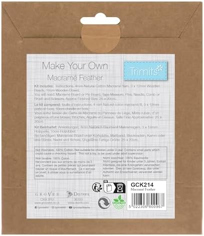 Trimits Make Your Own Macrame Kit, 25 x 20cm, Feather - Image 3
