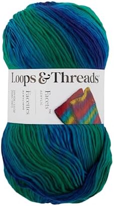 Loops & Threads Facets Yarn - Yarn for Knitting, Crochet, Weaving, and Arts & Crafts - Seaglass, Acrylic, 3.5 oz - Image 4