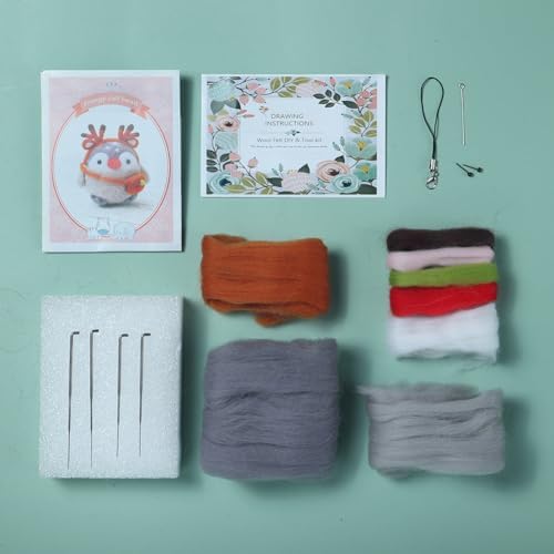 Wizardi Beginner Needle Felting Kit for Adults - Christmas Penguin. Bird Felting Kit 5.5x5x4cm. Felting Tools. Wool Felting Supplies. Felt Crafts. Wool Felt. F07N8-W116 - Image 2