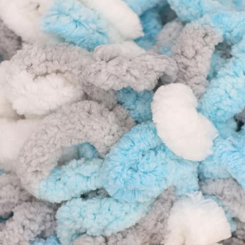 JubileeYarn Fun Finger Loops Yarn - Blue Grey White - 1 Skein - Image 2