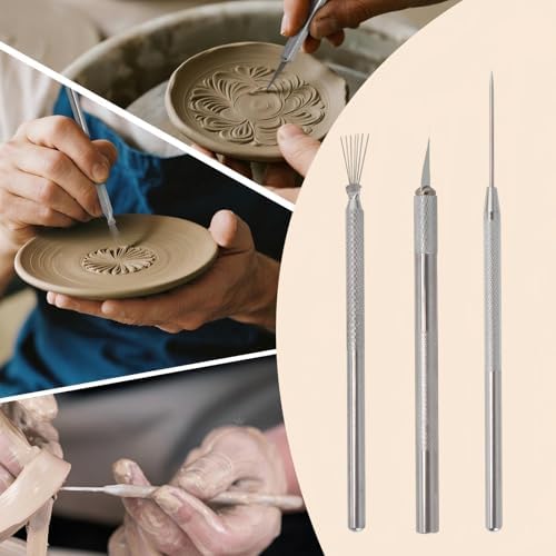 Basic Polymer Clay Tools, Clay Sculpting Tools Acrylic Roller Pin, Clear Rectangle Sheet Press Board, Double-Ended Pottery Carving Set for Beginner (26) - Image 2