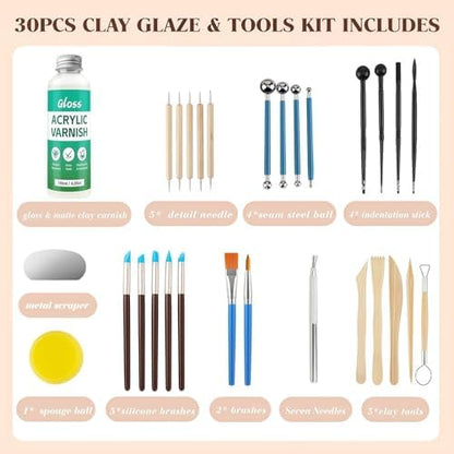 120ML Air Dry Clay Glaze with 29Pcs Clay Tools Kit - Image 3
