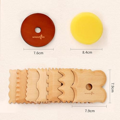 Pottery Ribs Tool Set, Clay Ceramic Shaping & Smoothing Tools, Pottery Foot Shaper Trimming for Carving,Beech Wood (8 Pieces) - Image 4