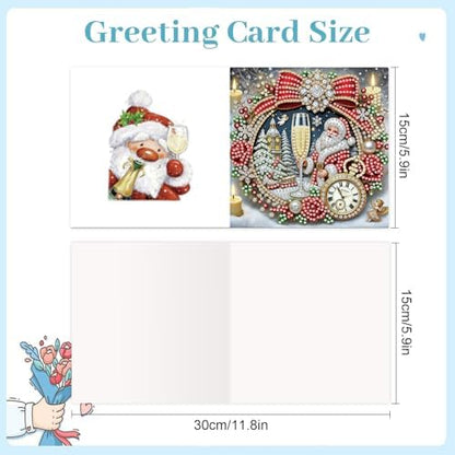 Diamond Art Christmas Cards Kit, 6PCS DIY Diamond Painting Christmas Cards with Envelopes, 5D Diamond Dot Greeting Cards for Adults, Xmas Card for Holiday Crafting Gifts (Xmas Atmosphere) - Image 4