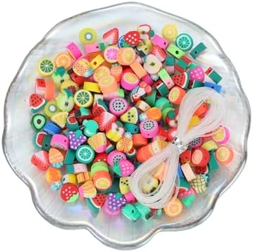 100pcs Mixed Fruit Polymer Clay Spacer Beads for Women Jewelry Making DIY Bracelet Necklace Hair Clip Accessories (Fruit) by LUBINGSHINE