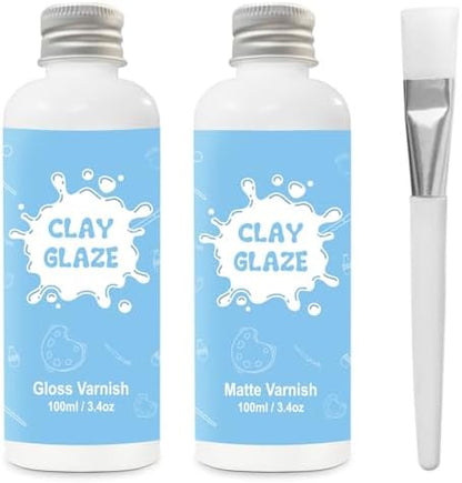 2 x 200ml Air Dry Clay Glaze, Protect Clay Surfaces, Gloss & Matte Glaze by EIGTWEN