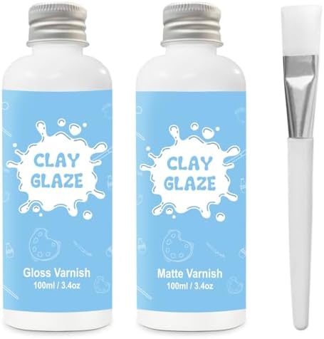 2 x 200ml Air Dry Clay Glaze, Protect Clay Surfaces, Gloss & Matte Glaze by EIGTWEN