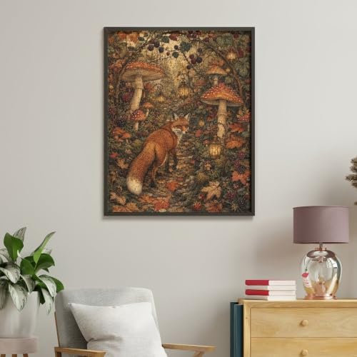 Bozfoxa Paint by Numbers Kit for Adults Beginner Fox Mushroom Forest - Image 4