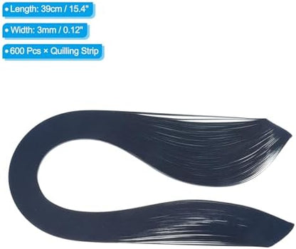 PATIKIL 600pcs Quilling Strips Paper 1/8"(3mm) 39cm Origami Paper Quilling Strip for Art DIY Hand Craft Christmas, Navy Blue - Image 2