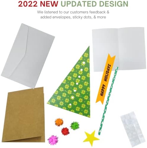 4E's Novelty Christmas Card Making Craft Kit for Kids (12 Pack) DIY Handmade Greeting Card with Envelopes & Supplies for Adults & Kids, Holiday DIY Christmas Party Invitation Card - Image 4