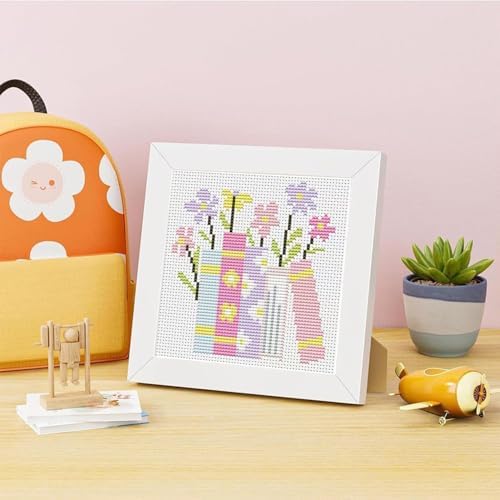 Book Flower Stamped Cross Stitch Kits for Adults Beginners with Frame - Image 2