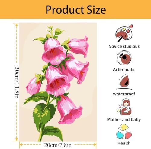 Mowana Pink Lily of the Valley Paint by Numbers Kit for Adults Beginners, Adult Painting Kit by Numbers with Frame and Easle, Stretched Canvas Flower Paint by Number Kit, 8x12inch - Image 5