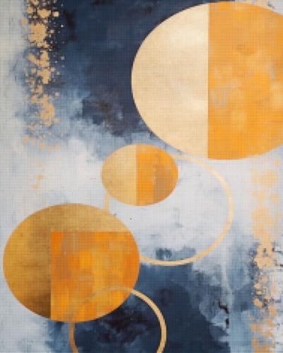 CISDKK Counted Cross Stitch kit,Printed Cross Stitch Kits,NavyArtAbstract Textured Circles al,11CT,17.33 * 17.33 inch by Unknown