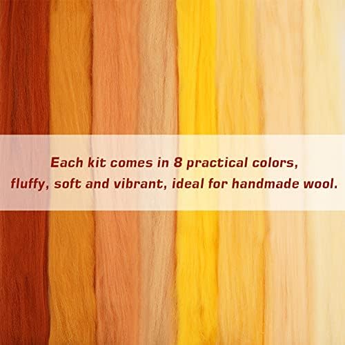 Wonvoc Needle Felting Wool 2.82oz /80g, 8 Colors Wool Roving (Autumn) - Image 5