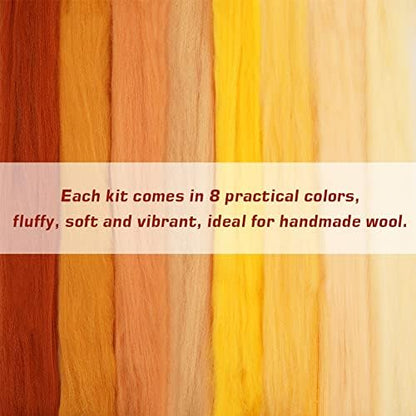Wonvoc Needle Felting Wool 2.82oz /80g, 8 Colors Wool Roving (Autumn) - Image 5