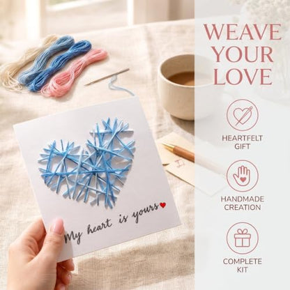 MotiveTech DIY Heart Embroidery Card Kit, Beginner Greeting Card Craft Kit, Paper Embroidery Kit for Confession, Handmade Card Kit, Heart Embroidery Thread Greeti (#4353) - Image 6
