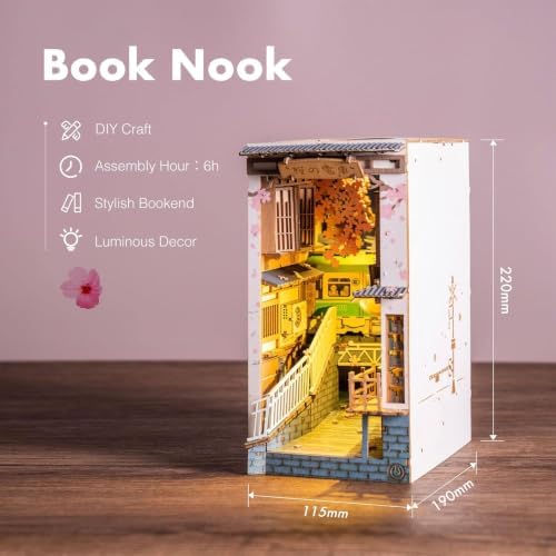 Rolife DIY Book Nook Kit Sakura Densya, DIY Miniature Booknook Kit Creative Decorative Bookend Bookshelf Insert 3D Puzzles for Adults, Halloween/Christmas Decorations/Gifts for Adults (Sakura Densya) - Image 5