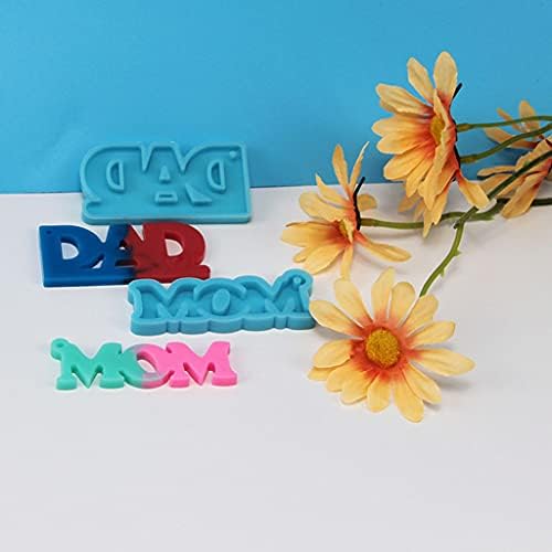 2 Pcs DAD and MOM Keychain Epoxy Resin Mold Earrings Pendant Silicone Mould Silicone - Image 4