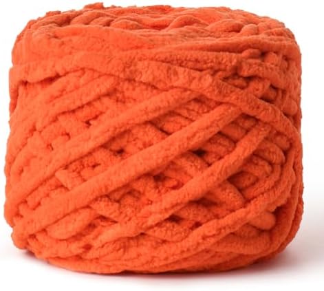 Plush Chenille Chunky Velvet 100g (49.2yd) - Fluffy Yarn for Crochet & Knitting - Baby Amigurumi Yarn (Orange) by OMoiut