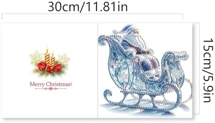 DIY Diamond Greeting Cards Set Christmas, 5D DIY Diamond Art Painting Greeting Card, DIY Christmas Card Making Kits for Family Friends Handmade Gift-#35-Ice Sled - Image 5
