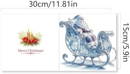 DIY Diamond Greeting Cards Set Christmas, 5D DIY Diamond Art Painting Greeting Card, DIY Christmas Card Making Kits for Family Friends Handmade Gift-#35-Ice Sled - Image 5
