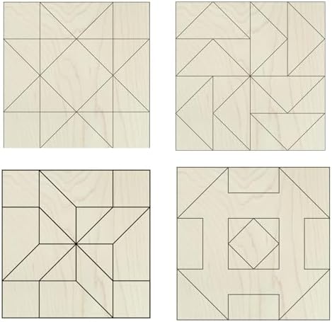6 Inch Barn Quilt Kit Set of 4, Unfinished Wood, HST Friendship Star by AVTRBoutique