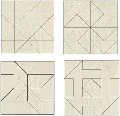 6 Inch Barn Quilt Kit Set of 4, Unfinished Wood, HST Friendship Star by AVTRBoutique