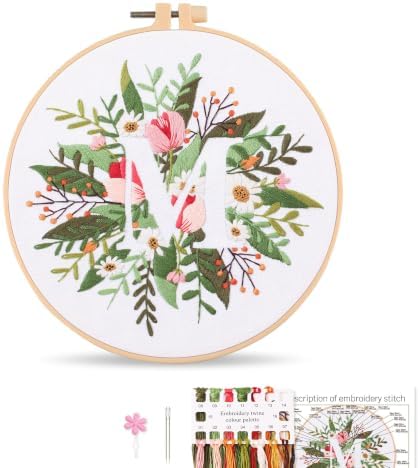 Harimau Letter M Pattern Embroidery Kit for Adult Beginners, Complete Starter Pack with 1 Hoop, Needles, Instruction Guide & Embroidery Stitch Video Tutorials by Unknown