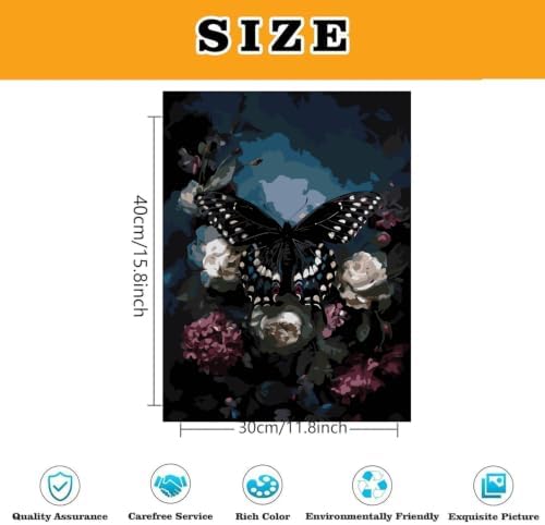 Butterfly Paint by Numbers Kit for Adults Framed Canvas, Frameworkless - Image 3