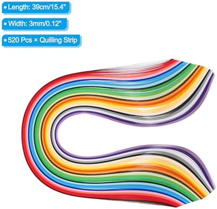 PATIKIL 520pcs Quilling Strips Paper 1/8"(3mm) 39cm Origami Paper Quilling Strip for Art DIY Hand Craft 26 Colors - Image 2