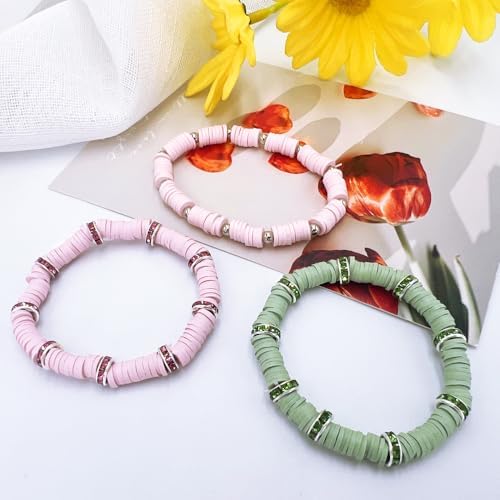 3600 PCS 10 Strands Polymer Clay Beads for Jewelry Making, Vinyl Heishi Beads 6mm for Surfer Bracelets Necklace Making (Pale Pink) - Image 5