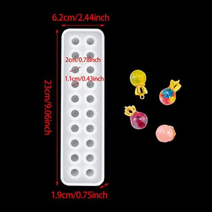 Sphere Resin Mold,20 Beads Silicone Molds, Crystal Ball Epoxy Casting Mould, Jewelry Making Mold for DIY Pendant Necklace Earring Bracelet Ring - Image 5