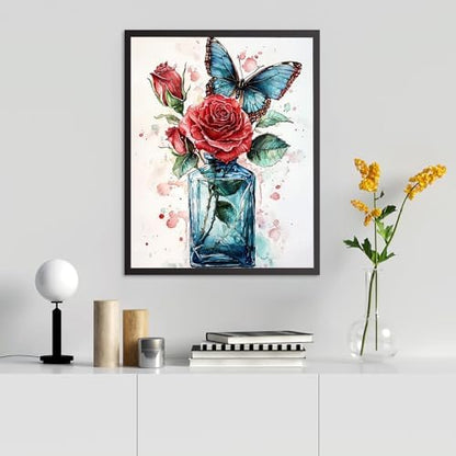 RICUVED Flowers Paint by Numbers for Adults, Butterfly Paint by Numbers Kit for Adults Beginners, Bottle DIY Acrylic Oil Painting on Canvas Easy for Gift Home Wall Decor 16x20 Inch - Image 6