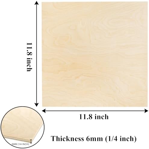 Yarlung 10 Pack Baltic Birch Plywood, 11.8 x 11.8 x 1/4 Inch Birch Wood Sheets, Unfinished Wood Board for Crafts, Lasers, Models, Painting, Wood Engraving - Image 2