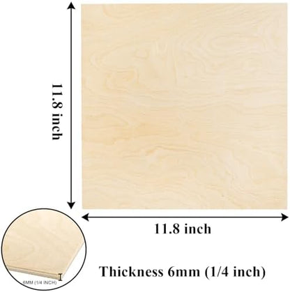 Yarlung 10 Pack Baltic Birch Plywood, 11.8 x 11.8 x 1/4 Inch Birch Wood Sheets, Unfinished Wood Board for Crafts, Lasers, Models, Painting, Wood Engraving - Image 2