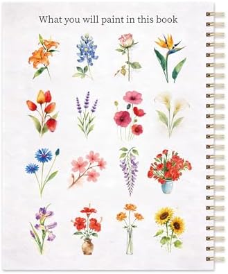 Watercolor Workbook for Beginners – Flowers, 16 Original Watercolor Projects, Lay-Flat Watercolor Paper Book(9.45 × 7.48 in), Water Coloring Book for Adults, Art Gift - Image 3