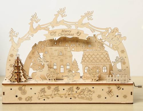 3D Wooden Puzzles for Adults 35pcs LED Light Xmas Theme DIY Wooden Assembly Kit for Teens Home Decor - Image 2
