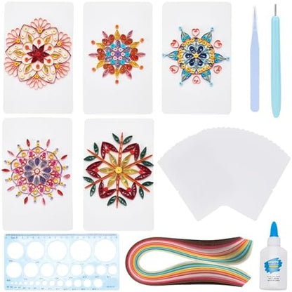 WEBEEDY 20 Sets Paper Quilling Kits for Beginners DIY Mandala Quilling Card Making Kits with 36 Colors Strips, 20 Cards, Paper Quilling Tools and Supplies Home Room Wall Art Decor Creative Gift by WEBEEDY