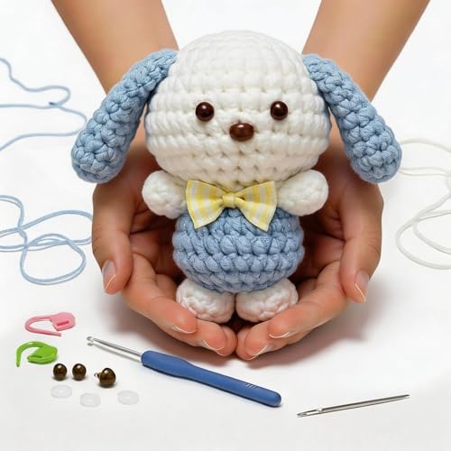 BUNUKY Crochet Kit for Beginners, Amigurumi Puppy Crochet Starter Kit with Step-by-Step Video Tutorials, Complete DIY Craft Kit Gift for Adults & Teens by Unknown