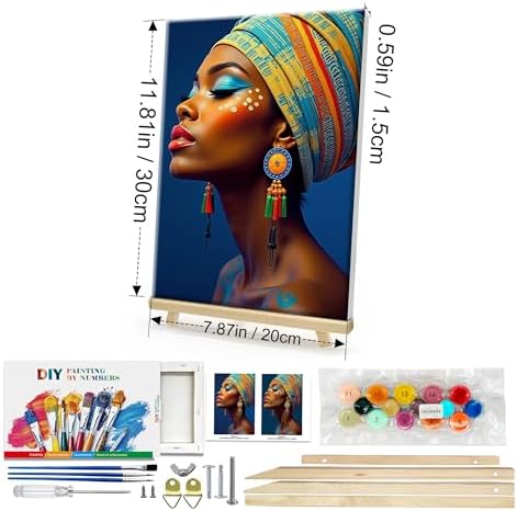 HeeBenor Framed Paint by Numbers Kit for Adults, Black Women, 8x12 Inch - Image 2