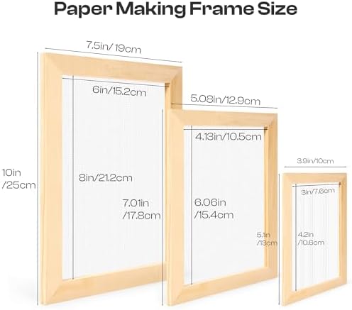 Caydo 3 Pieces Paper Making Frame Kit, Papermaking Mould and Deckle with Mesh - Image 2