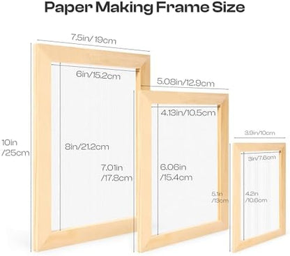 Caydo 3 Pieces Paper Making Frame Kit, Papermaking Mould and Deckle with Mesh - Image 2